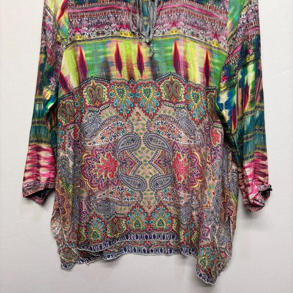 Johnny Was 3/4 Sleeve Blouse Top Shirt Size Large 100% Silk Floral Boho C095 -5 - Picture 9 of 15